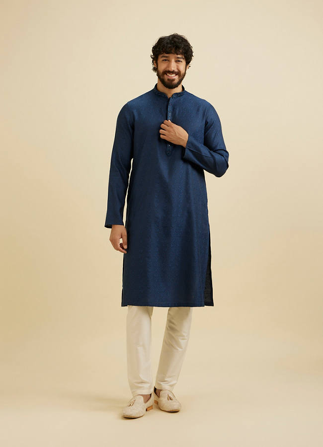 dark blue Embroidered Rayon Festival